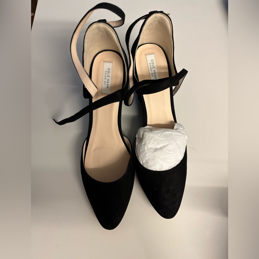 New without box Cole Haan Grand OS suede ankle wrap wedges
